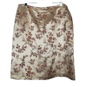 Kate Hill Womens Silk Floral Pencil Skirt Size 14 Jacquard Art To Wear Feminine